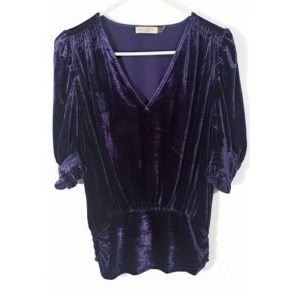 Ramy Brook Womens Medium  Ruched crush velvet Top Purple Viscose &Silk - Picture 2 of 8